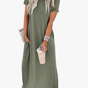 Women's Casual Loose Long Split Maxi Dress with Pockets